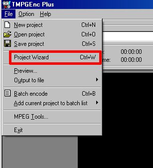 Project Wizard öffnen