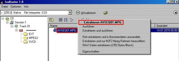 Extrahieren w&auml;hlen