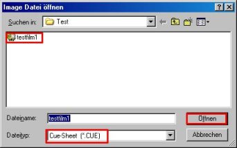 cue-Datei öffnen