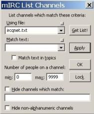 mIRC List Channel Fenster