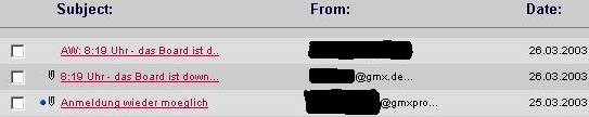 Ansicht der Mails in der Inbox