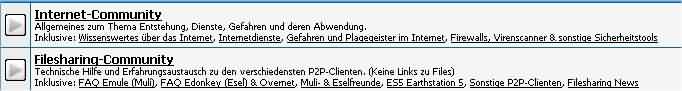 Forenansicht auf der Startseite
