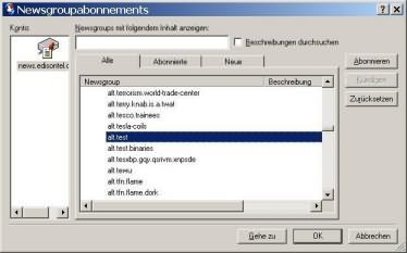 Abonnentauswahlliste