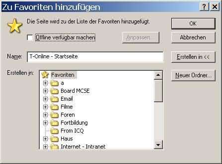 Favoriten in Ordner ablegen 1