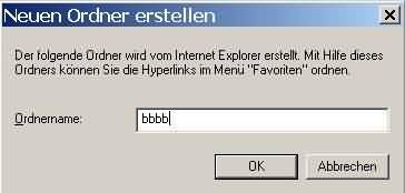 Favoriten sortieren - neuer Ordner erstellen
