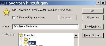 Favoriten sortieren - der neue Ordner